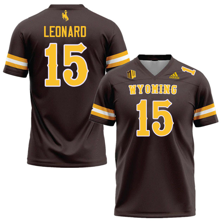 Wyoming Cowboys #15 David Leonard College Football Jerseys Stitched-Brown